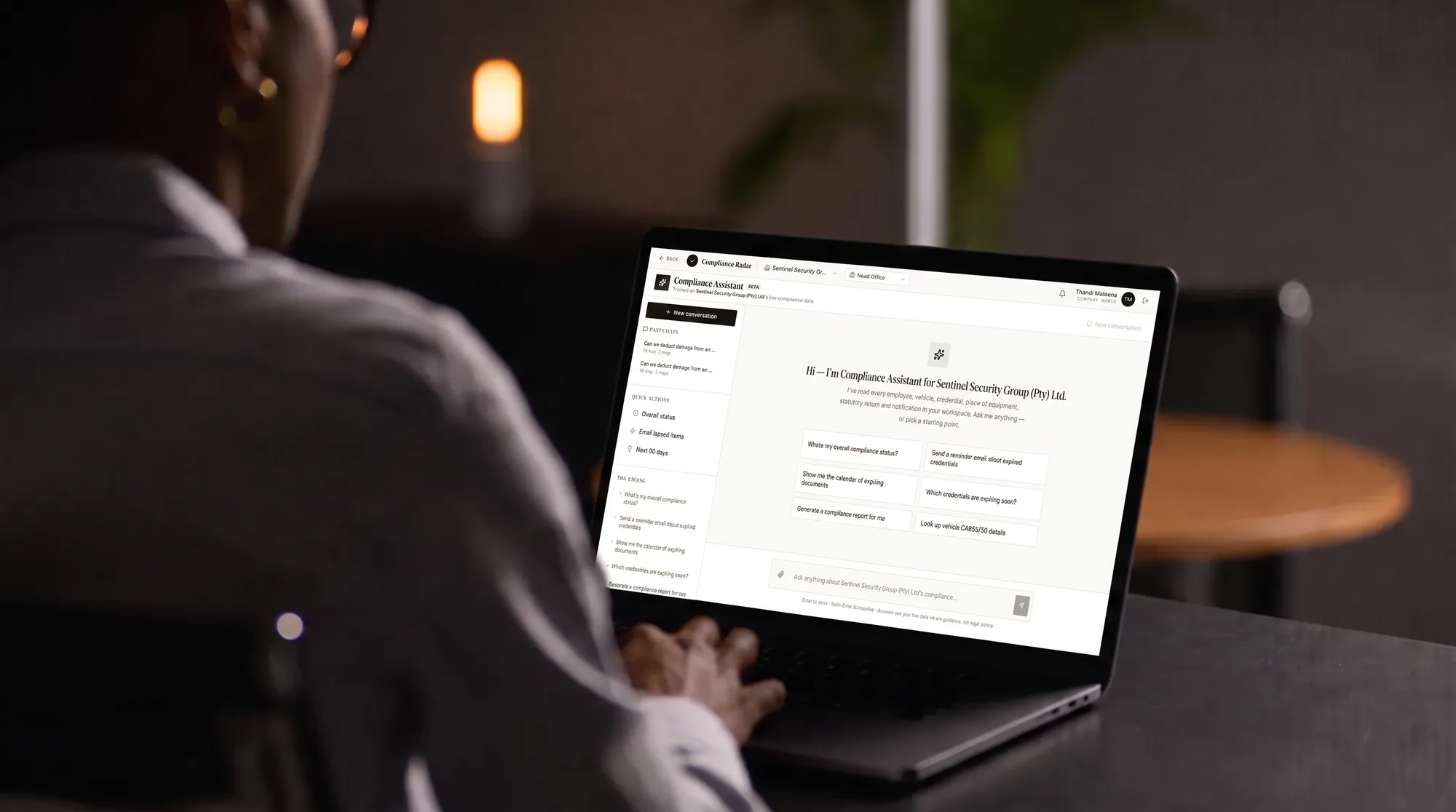 HR professional using the Compliance Radar assistant